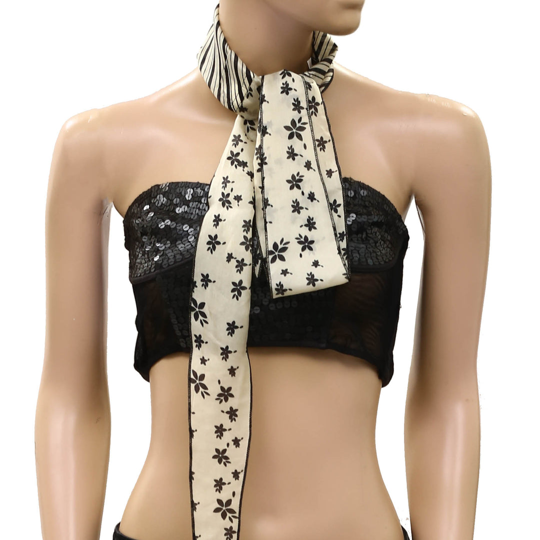 Free People Tilly Skinny Silk Convertible Scarf Neck Handbag Print