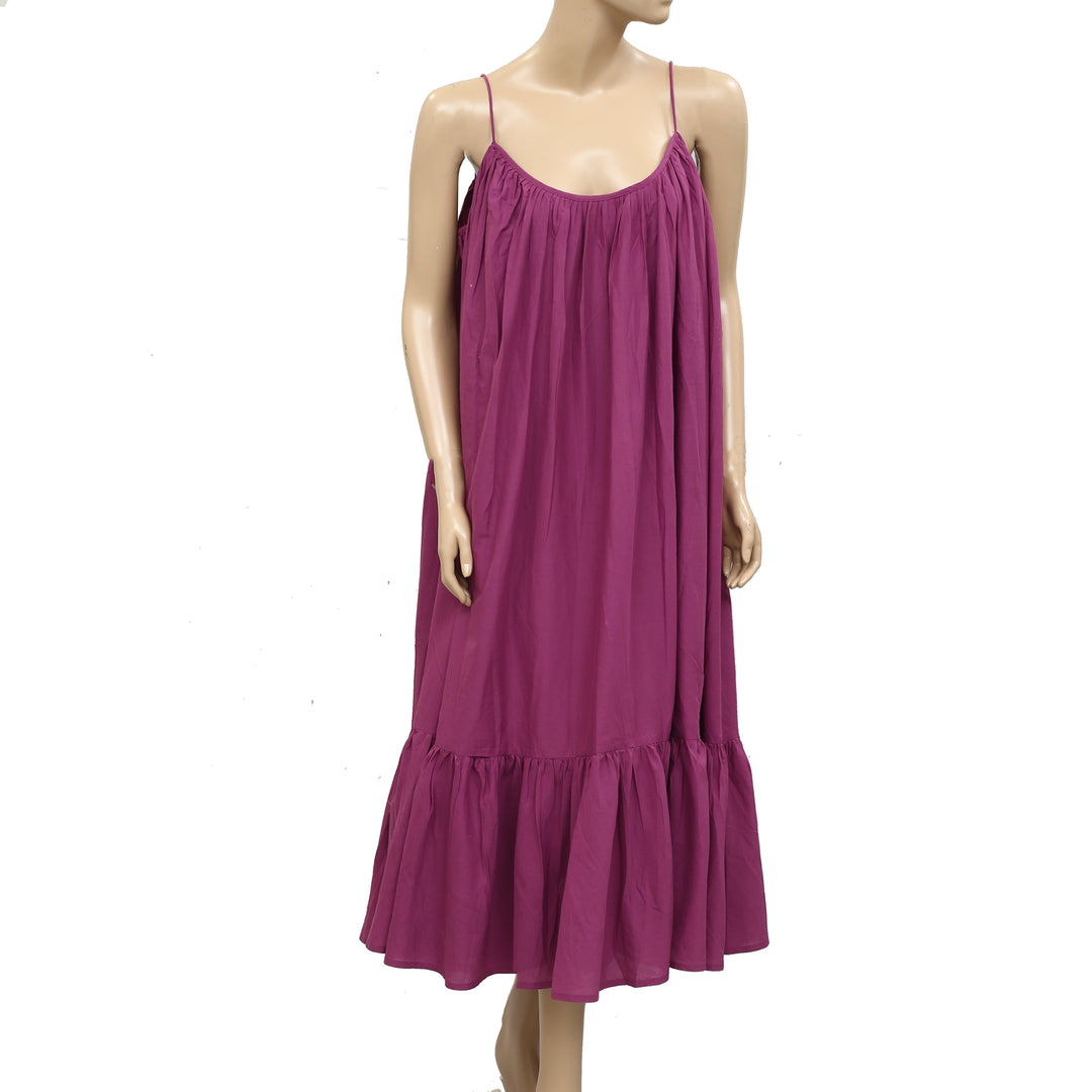 Rhode Resort Lea Pleated Solid Midi Dress Purple / XL Rhode Resort Lea Pleated Solid Midi Dress Purple / XL