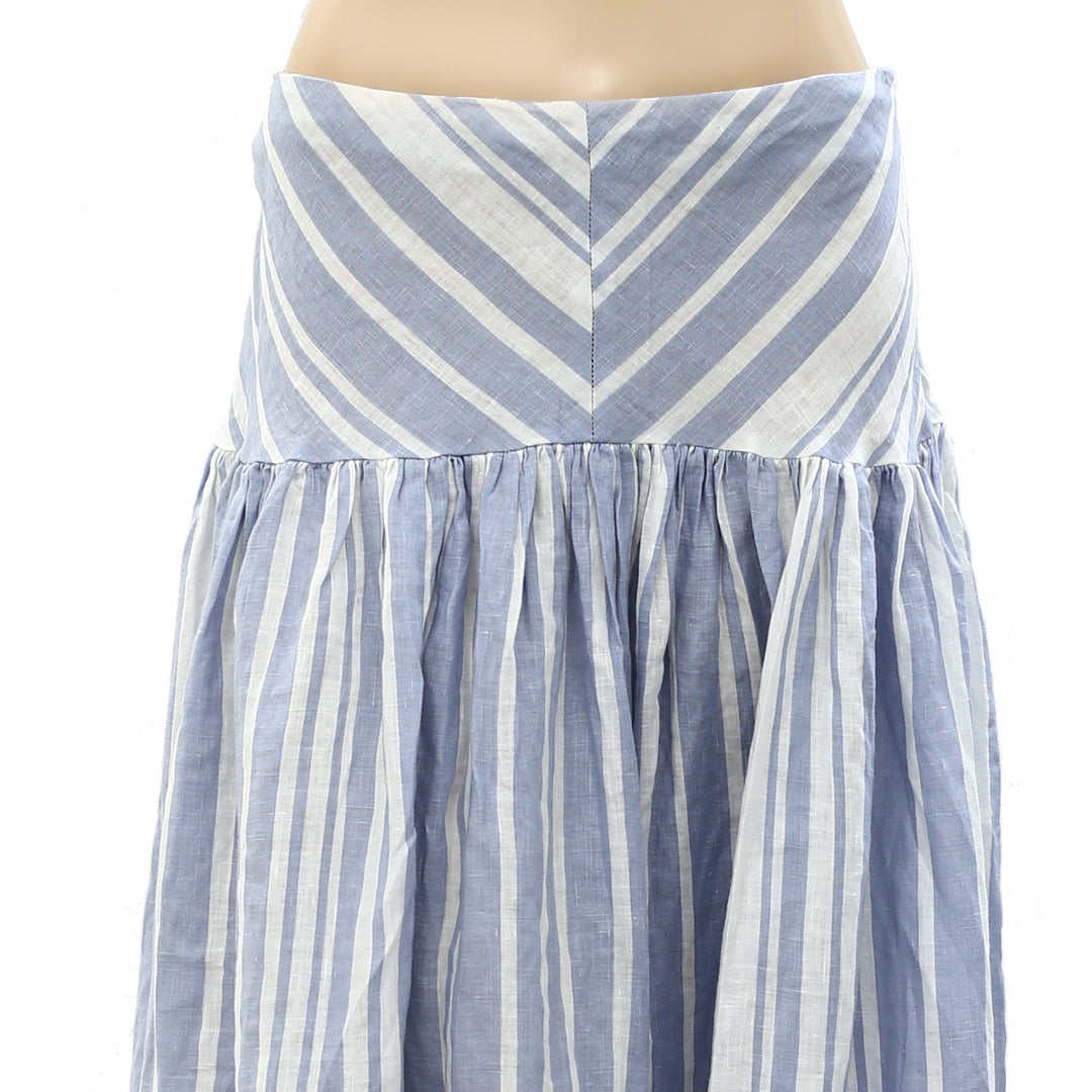 Free People Endless Summer Striped Printed Ruffle Midi Skirt