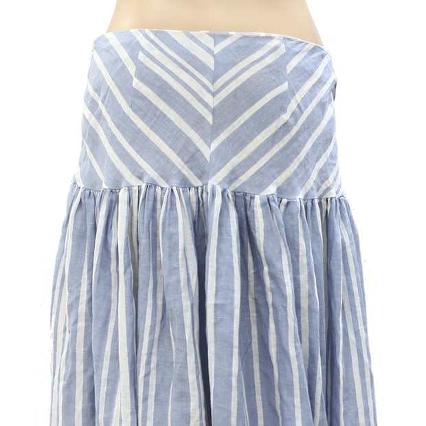 Free People Endless Summer Striped Printed Ruffle Midi Skirt