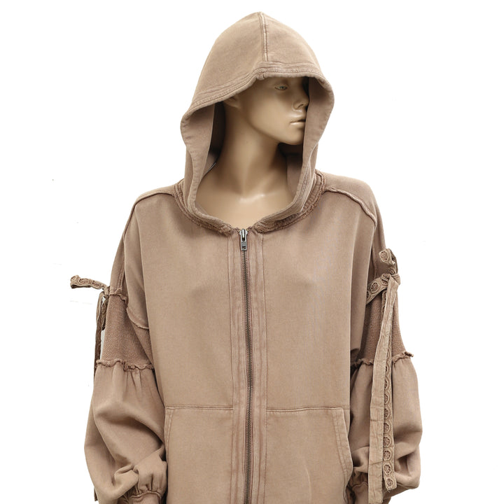 Free People Bow Girl Sweatshirt Hoodie Jacket Top