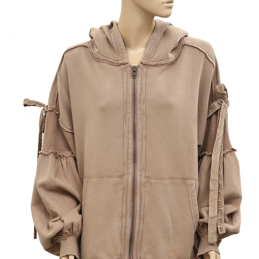 Free People Bow Girl Sweatshirt Hoodie Jacket Top