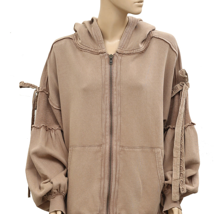 Free People Bow Girl Sweatshirt Hoodie Jacket Top