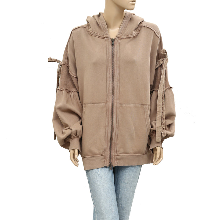 Free People Bow Girl Sweatshirt Hoodie Jacket Top