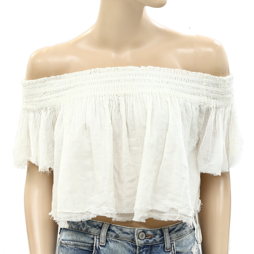 Free People Endless Summer Off Shoulder Smocked Cropped Top