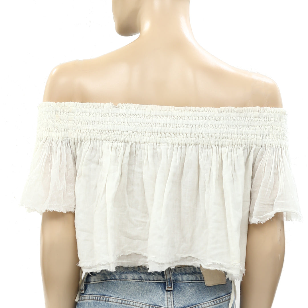 Free People Endless Summer Off Shoulder Smocked Cropped Top