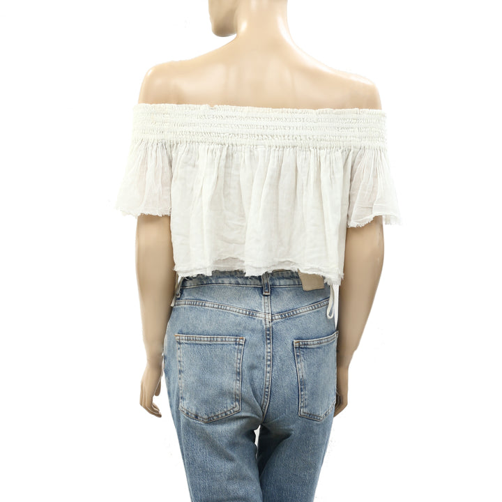 Free People Endless Summer Off Shoulder Smocked Cropped Top