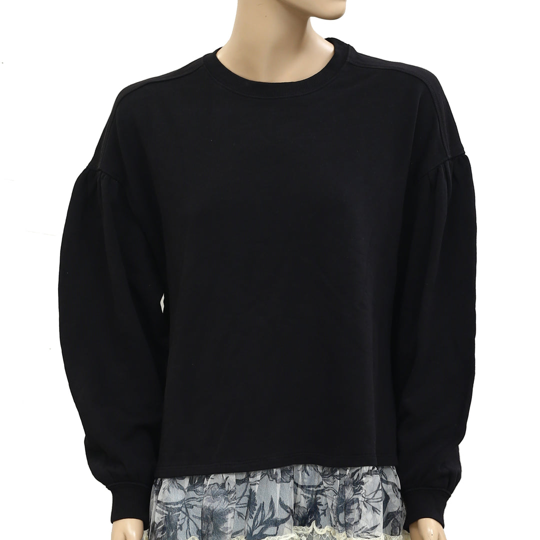 By Anthropologie Tulle-Hem Pullover Sweatshirt Top