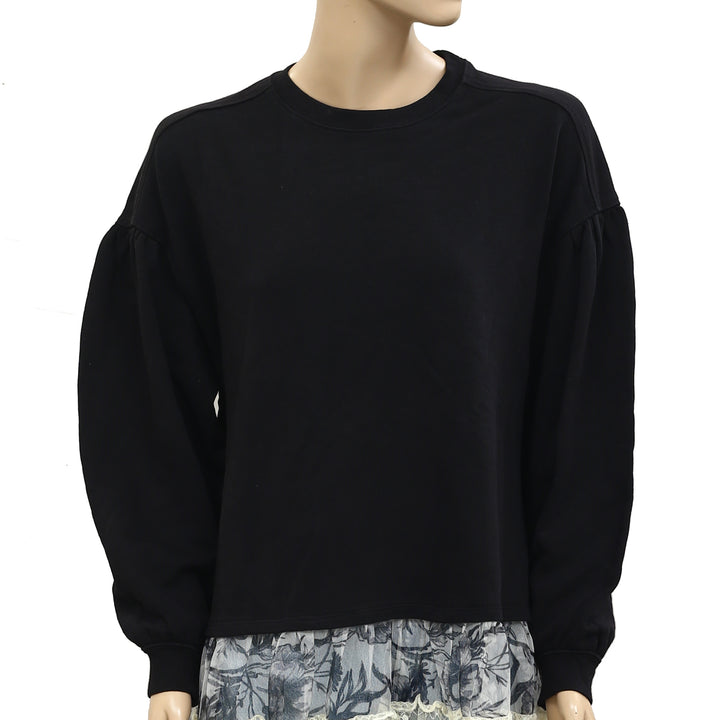 By Anthropologie Tulle-Hem Pullover Sweatshirt Top