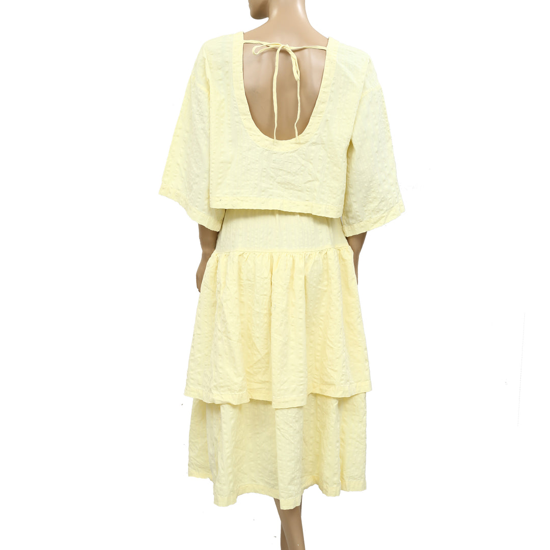 Free People Penny Seersucker Blouse Top & Midi Skirt