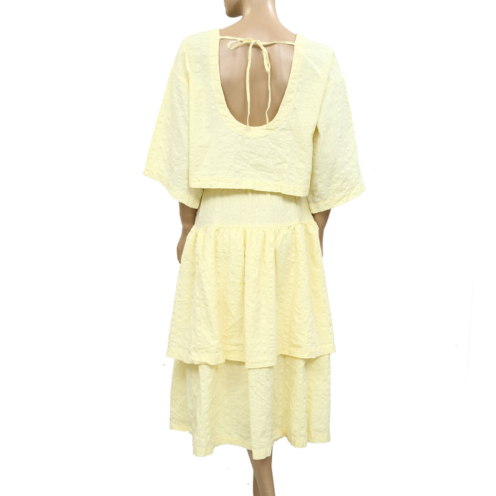 Free People Penny Seersucker Blouse Top & Midi Skirt