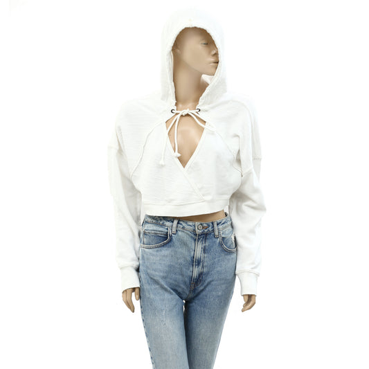 Free People We The Free Ribbed Ivory Wrap Cropped Top S