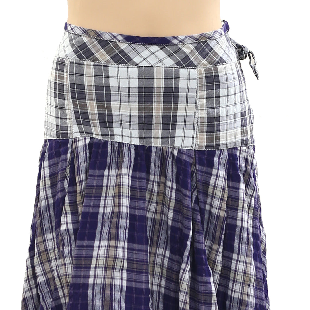 Free People Whitestone Plaid Midi Skirt