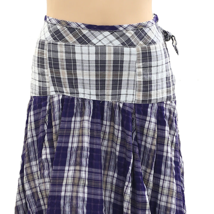 Free People Whitestone Plaid Midi Skirt