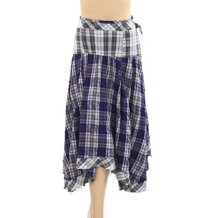 Free People Whitestone Plaid Midi Skirt