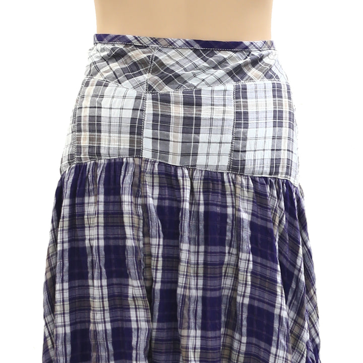 Free People Whitestone Plaid Midi Skirt