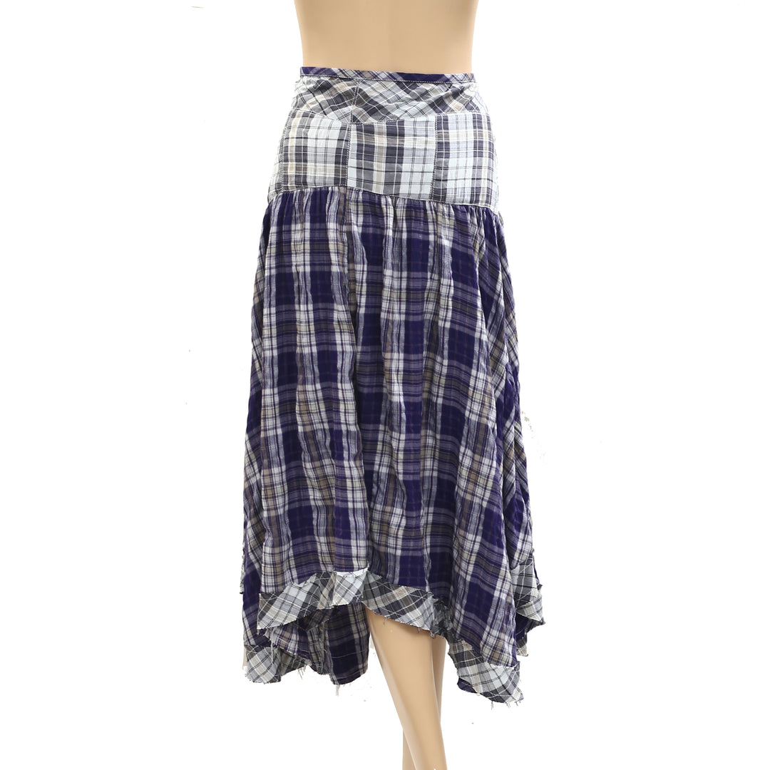 Free People Whitestone Plaid Midi Skirt
