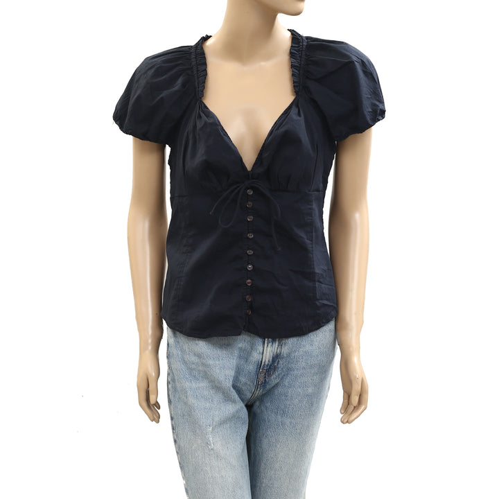 Free People Summer Short Sleeve Blouse Shirt Top