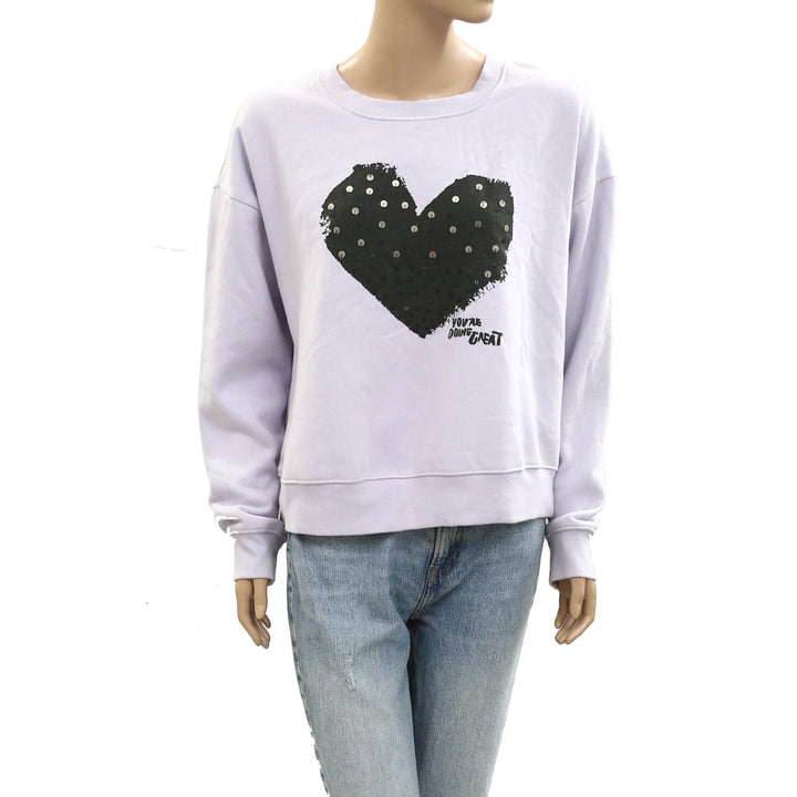 By Anthropologie Maeve Chiara Perano Heart Sweatshirt Top (Copy)