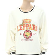 Pilcro Anthropologie Def Leppard Varsity Sweatshirt Top