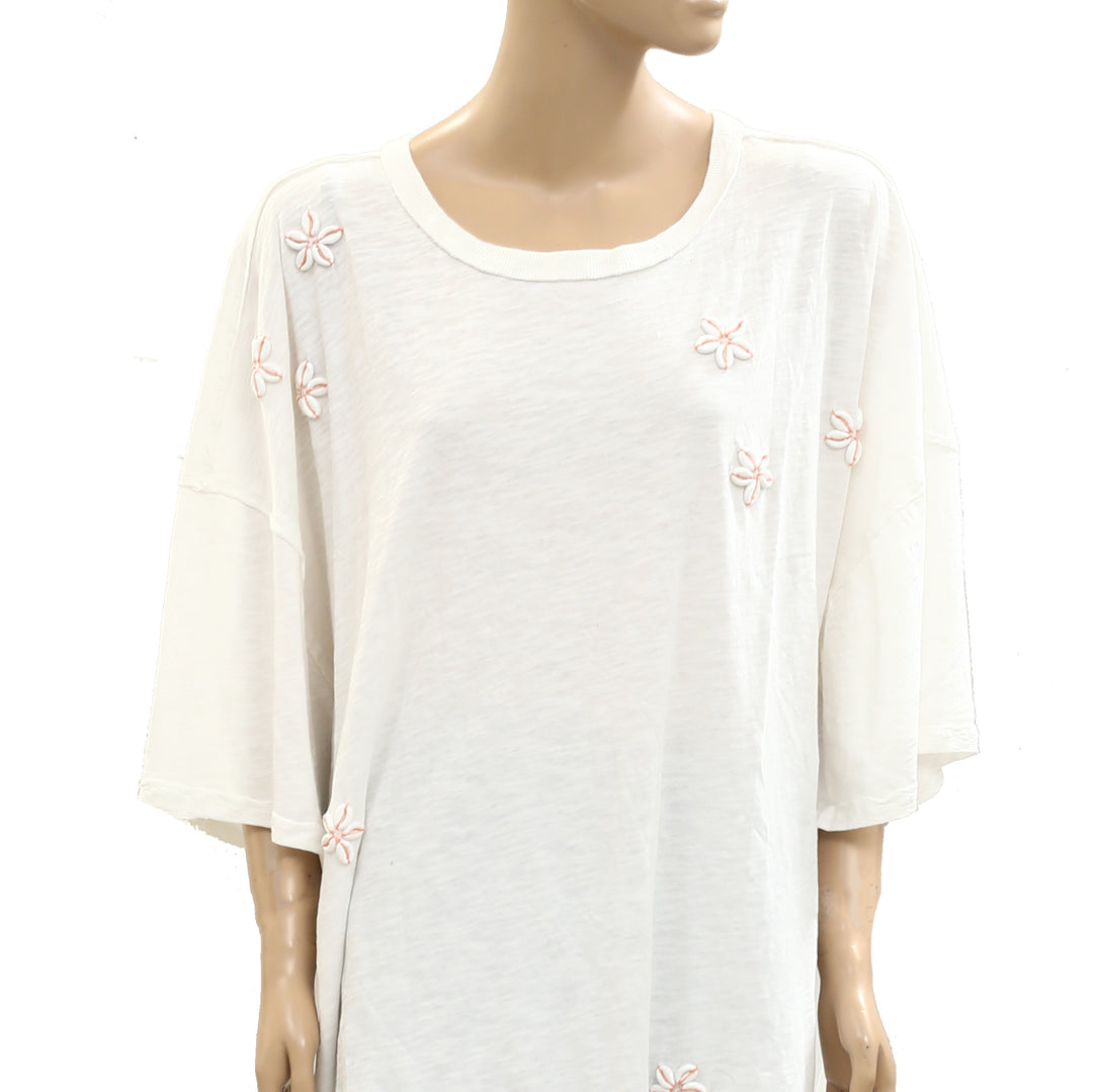 Anthropologie Celandine Shells for Days Embellished T-Shirt Top