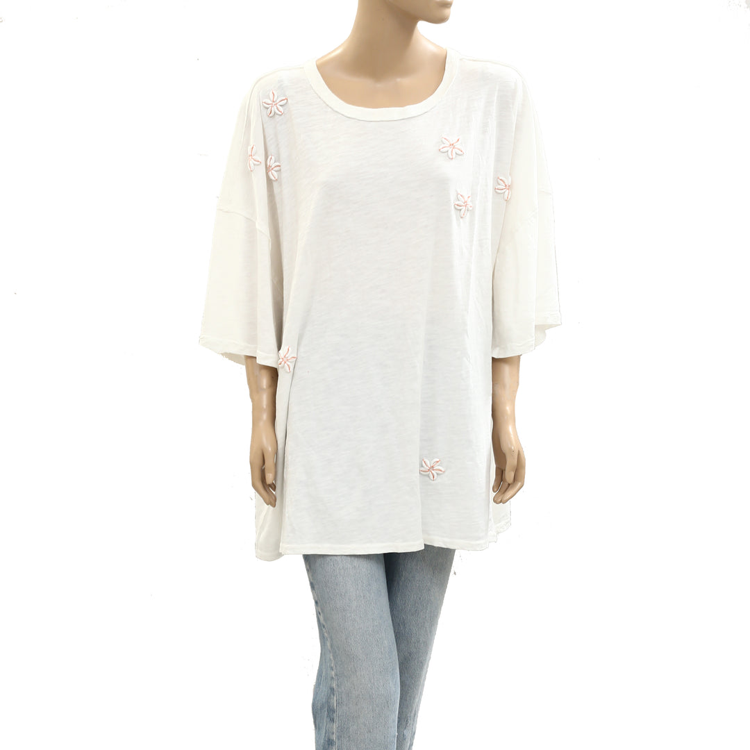 Anthropologie Celandine Shells for Days Embellished T-Shirt Top
