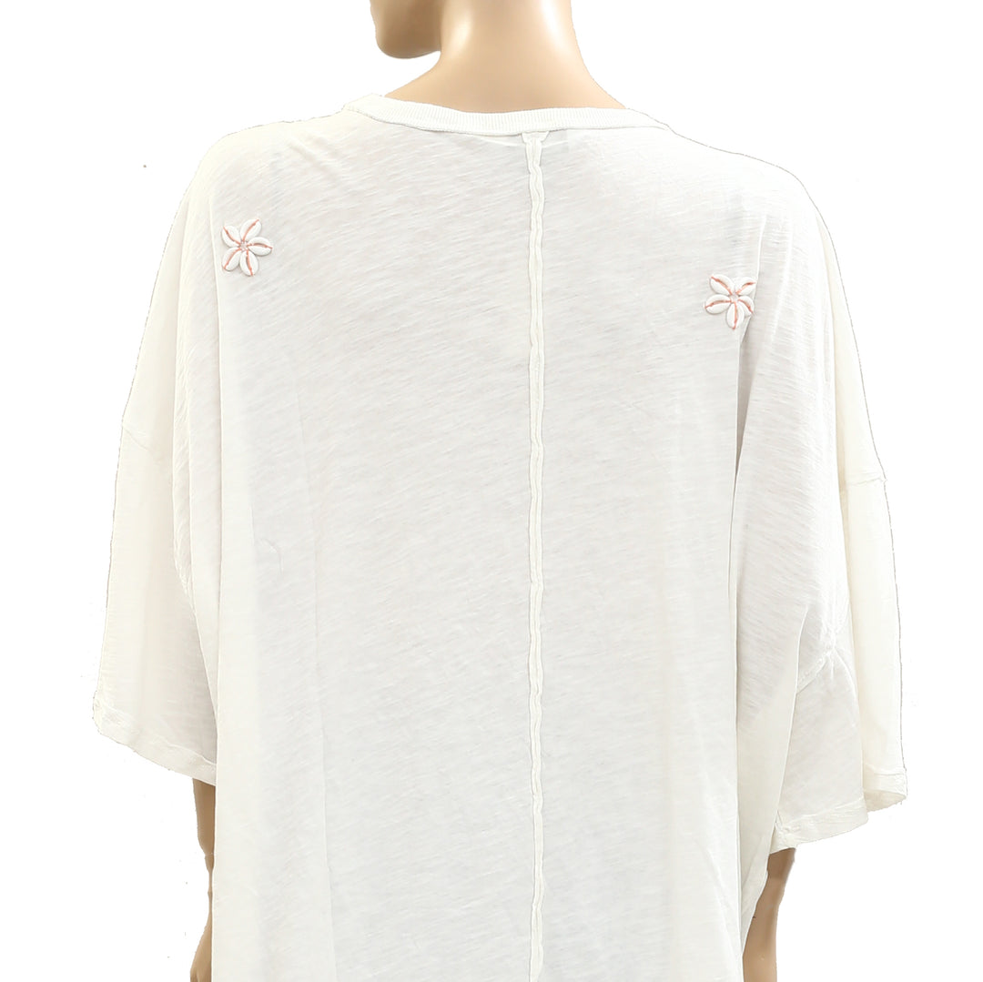 Anthropologie Celandine Shells for Days Embellished T-Shirt Top