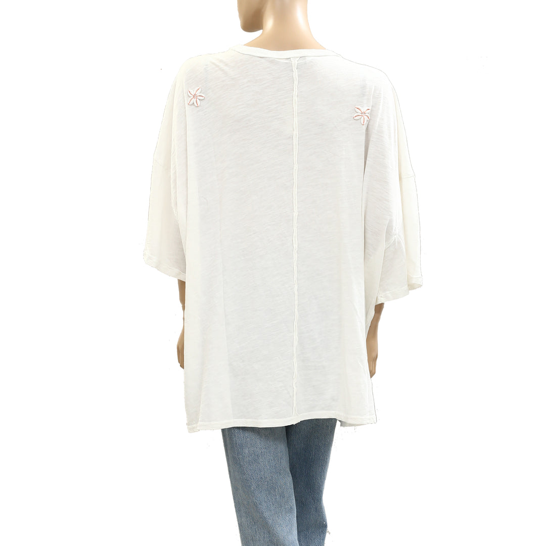 Anthropologie Celandine Shells for Days Embellished T-Shirt Top