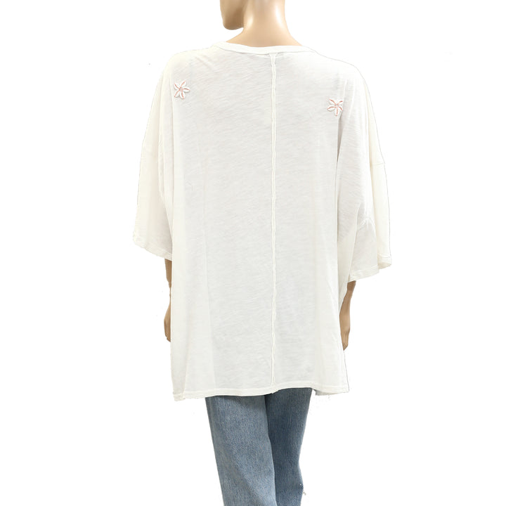 Anthropologie Celandine Shells for Days Embellished T-Shirt Top