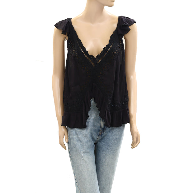 Free People Sensual Cassidy Cutwork Blouse Tank Top