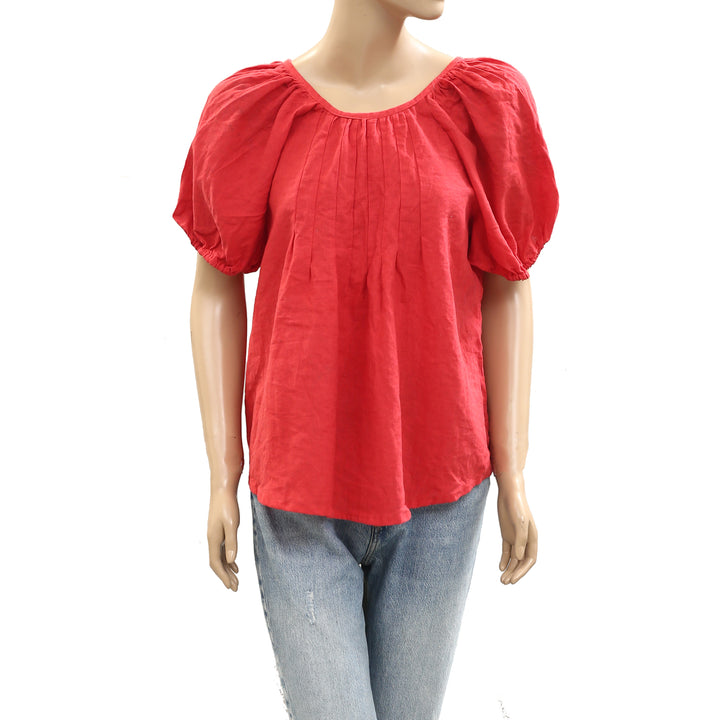 Free People Free-est Sunny Somewhere Cotton-Linen Blouse Top