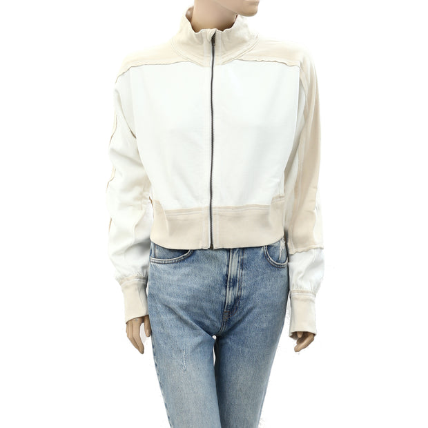 Free People We The Free Asher Track Zip Up Jacket Cropped Top