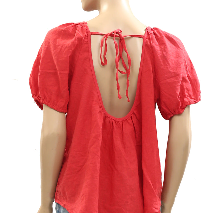 Free People Free-est Sunny Somewhere Cotton-Linen Blouse Top