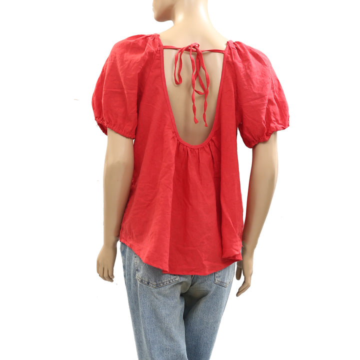 Free People Free-est Sunny Somewhere Cotton-Linen Blouse Top