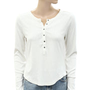 Pilcro Anthropologie Ribbed Henley Blouse Top