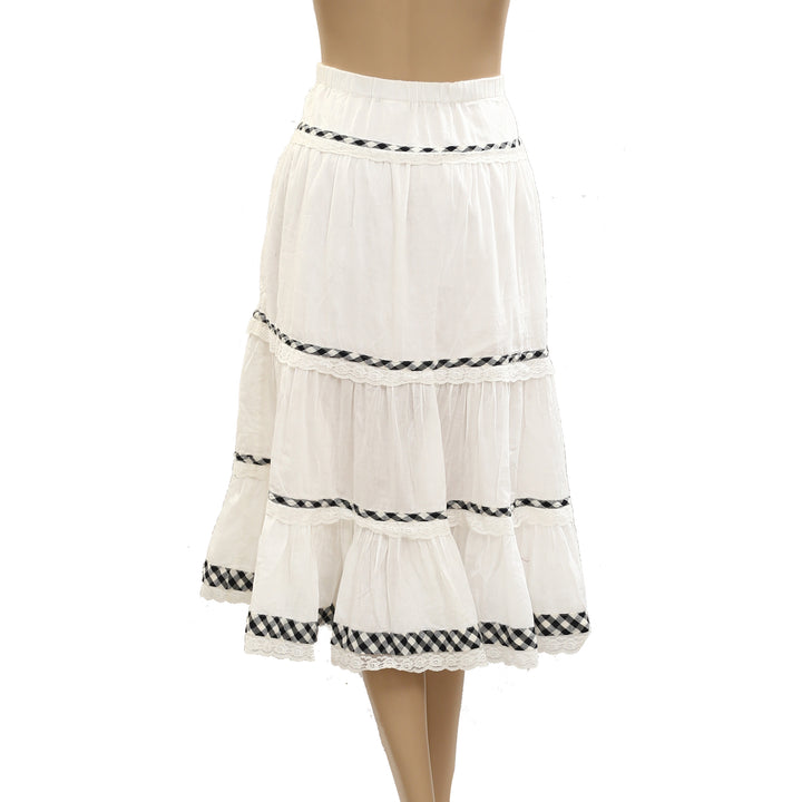 Urban Outfitters Kimchi Blue Esther Lace Trim Tiered Midi Skirt