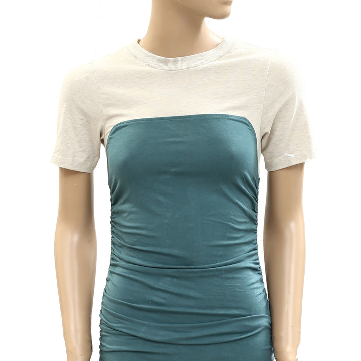 Anthropologie Daily Practice Colorblock Side-Ruched Mini Dress