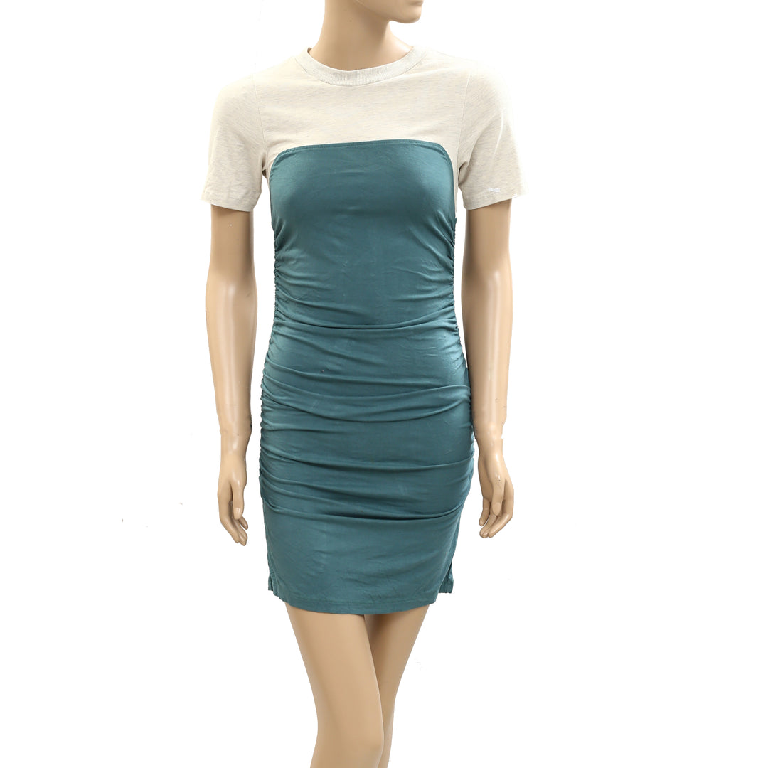 Daily Practice Colorblock Side-Ruched Mini Dress by Daily Practice by Anthropologie in Blue, Size: XS