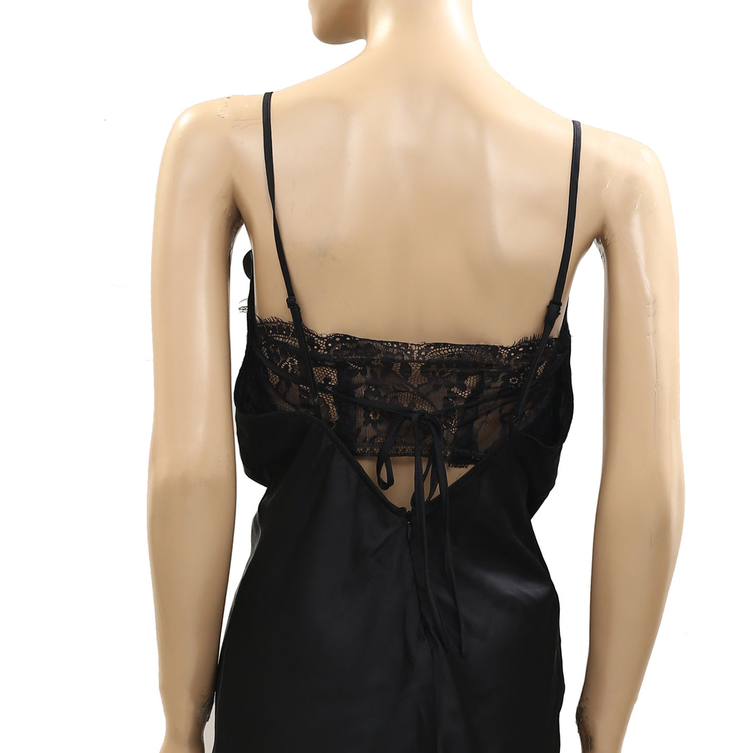 Anthropologie Black Slip Mini Dress