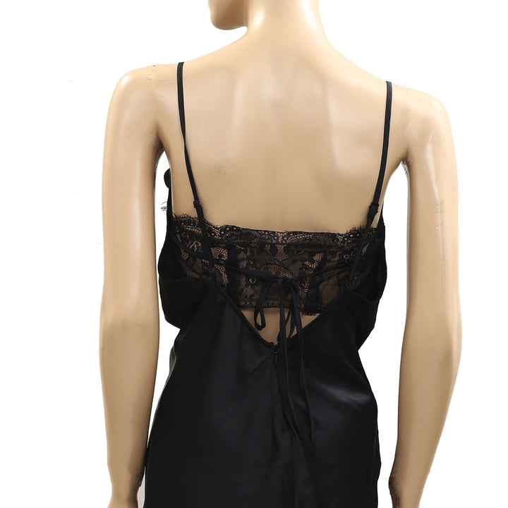 Anthropologie Black Slip Mini Dress