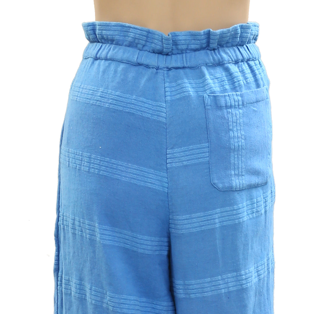 Free People Striped Textured Blue Utility Pants