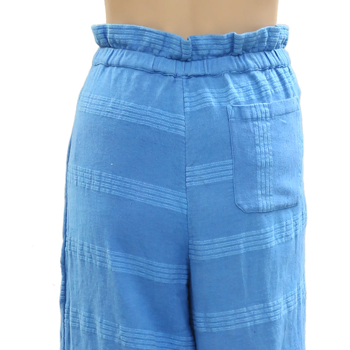 Free People Striped Textured Blue Utility Pants