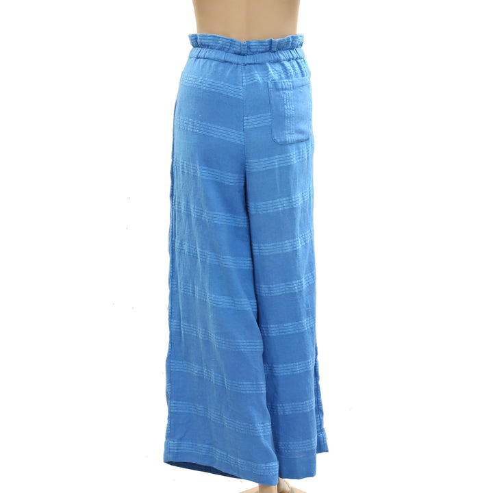 Free People Striped Textured Blue Utility Pants