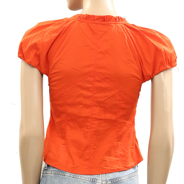 Free People Summer Short Sleeve Blouse Shirt Top