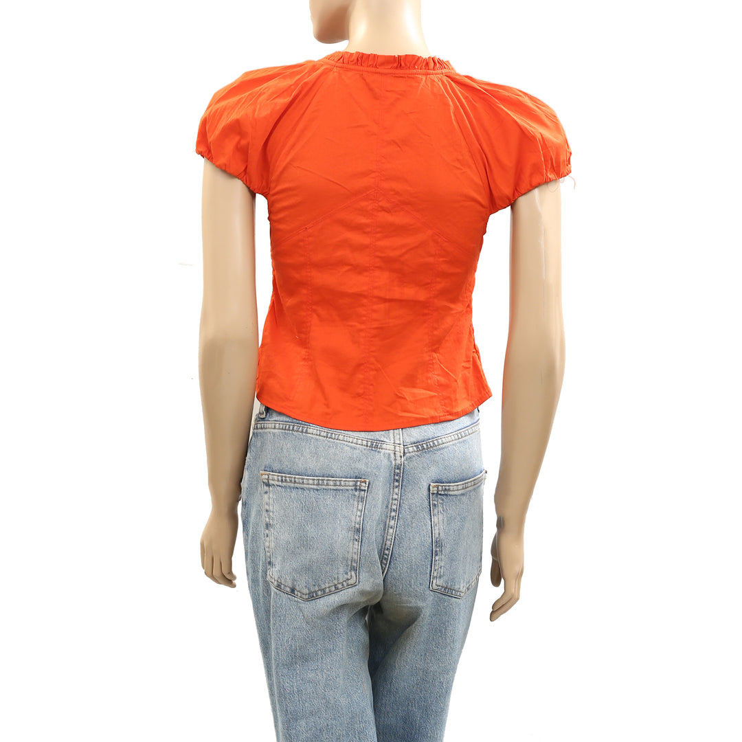 Free People Summer Short Sleeve Blouse Shirt Top