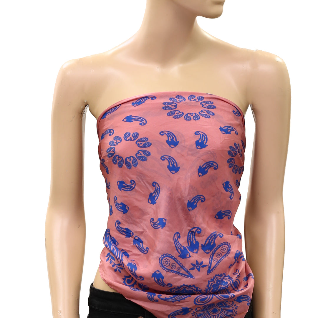 Free People So Silk Printed Bandana Scarf Tube Top Wrap Belt