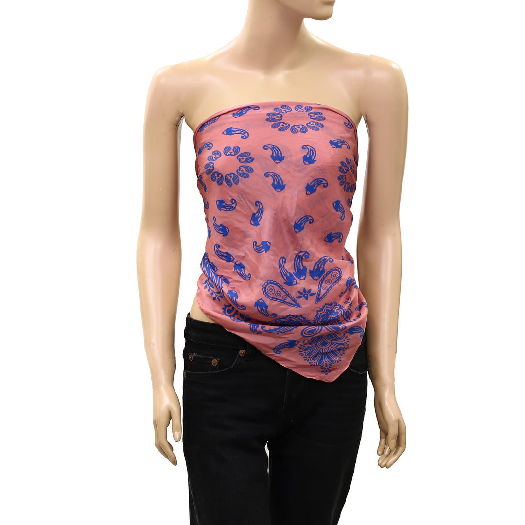 Free People So Silk Printed Bandana Scarf Tube Top Wrap Belt