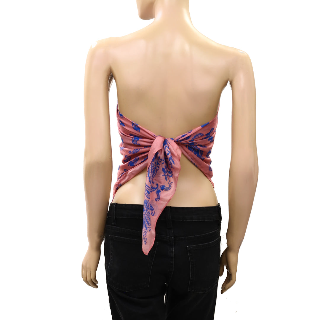 Free People So Silk Printed Bandana Scarf Tube Top Wrap Belt