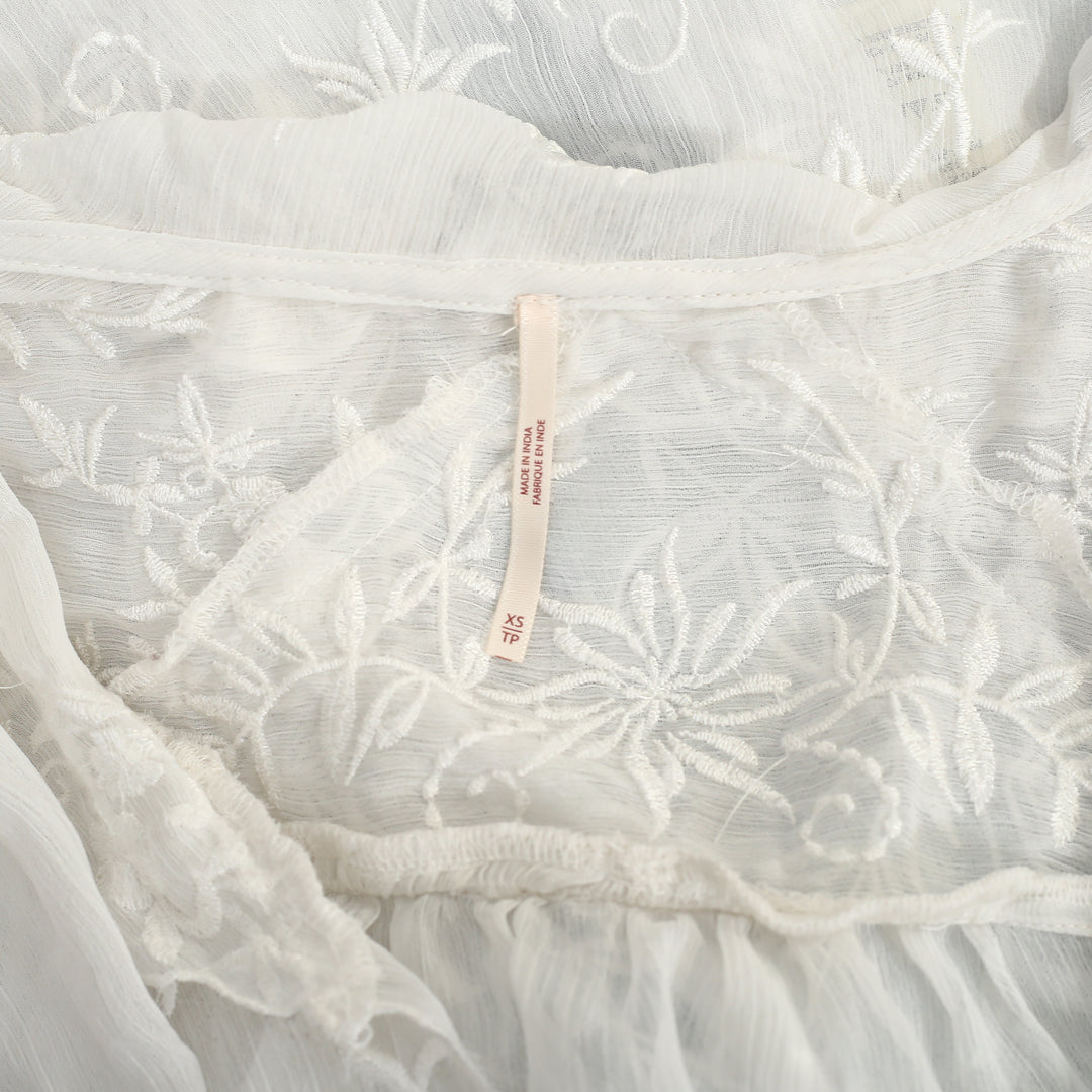Free People Dreamer Girl Embroidered Blouse Top