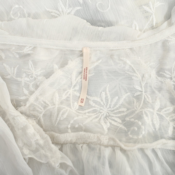 Free People Dreamer Girl Embroidered Blouse Top